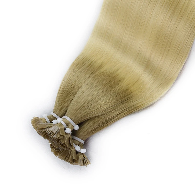 스트레이트 플랫 팁 헤어 익스텐션 케라틴 캡슐 100%, 오리지널 버진 인모, 자연스러운 여성용 헤어피스, 금발 색상