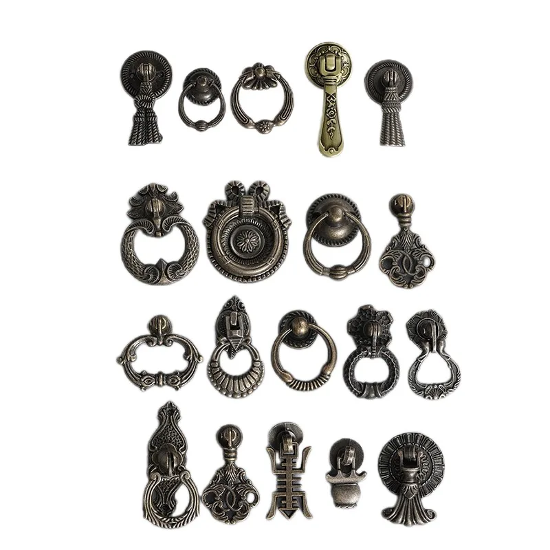 Furniture Handles Vintage Alloy Drawer Single Hole Handles Chinese Style