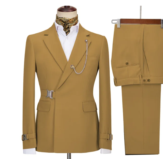 2 Pieces Men's Business Suits Regular Fit Notch Lapel Prom Tuxedos For Wedding (Blazer+Pants)Does not include chest accessories - same as photo 1, 5XL