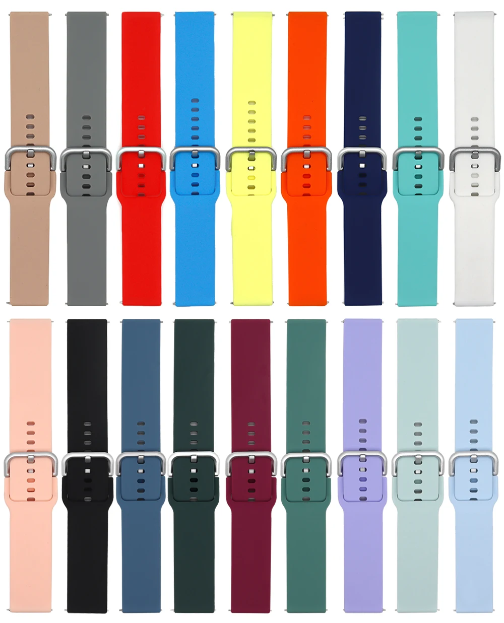 

Ремешок силиконовый для Samsung Galaxy Watch 3 45 мм 46 мм/Active 2 42 мм/Huawei Watch GT GT2, Серебристый браслет с пряжкой для Amazfit Bip S, 22 мм 20 мм