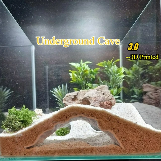 3D Printed Underground Cave Shelter Hideout for Reptile Lizard Shrimp Fish, Habitat Terrarium Décor, Aquarium Decorations 3