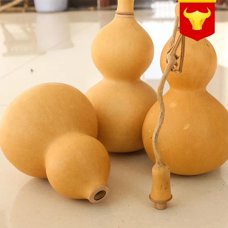 Traditional Chinese Natrual Gourd Good Luck Wu Lou Natual Dry Hu Lu Wooden Cucurbit Fengshui Bagua Hanging Amulet Decent Gift 5