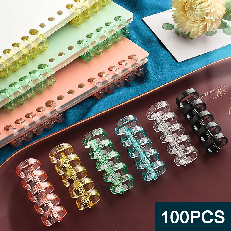 Plastic Binding Rings Book Binding Supplies 100 Pcs 5 Hole Loose-leaf Spring Spiral Rings For Kid A4 A5 A6 Paper Notebook Stationery Office Supplies