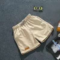 Men Casual Shorts Solid Color Summer Beach Casual Shorts Men Elastic Waist Drawstring Pockets Wide Leg Print Shorts Men Clothes 2