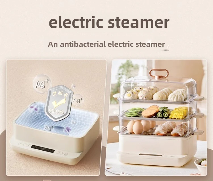 220V Household 3 Layers Electric Steaming Pot for Breakfast Multi Cooker Food Steamer Home Steam Cooker