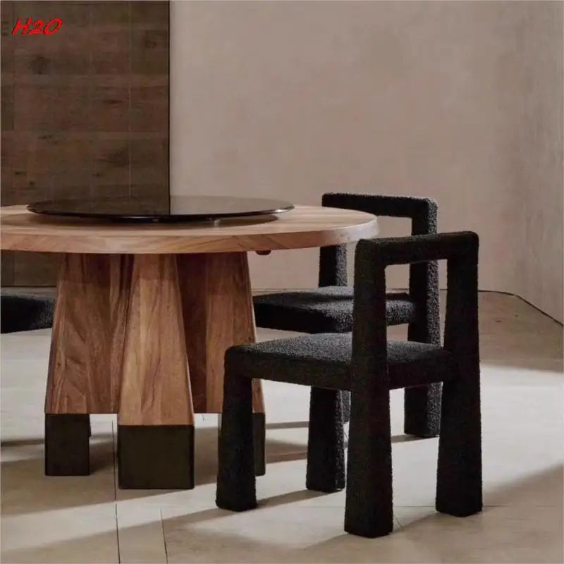 Silent Wind Lamb Plush Dining Table And Chair Designer Style Chair Modern And Simple Household Makeup Stool  Esszimmers Tühle