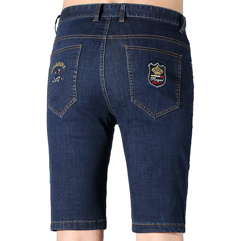 Summer Men's Casual Jeans Shorts Loose Mid Waist Fashion Knee Lenght Denim Short Straight Strecth Jeans Work Wear Big Size 42