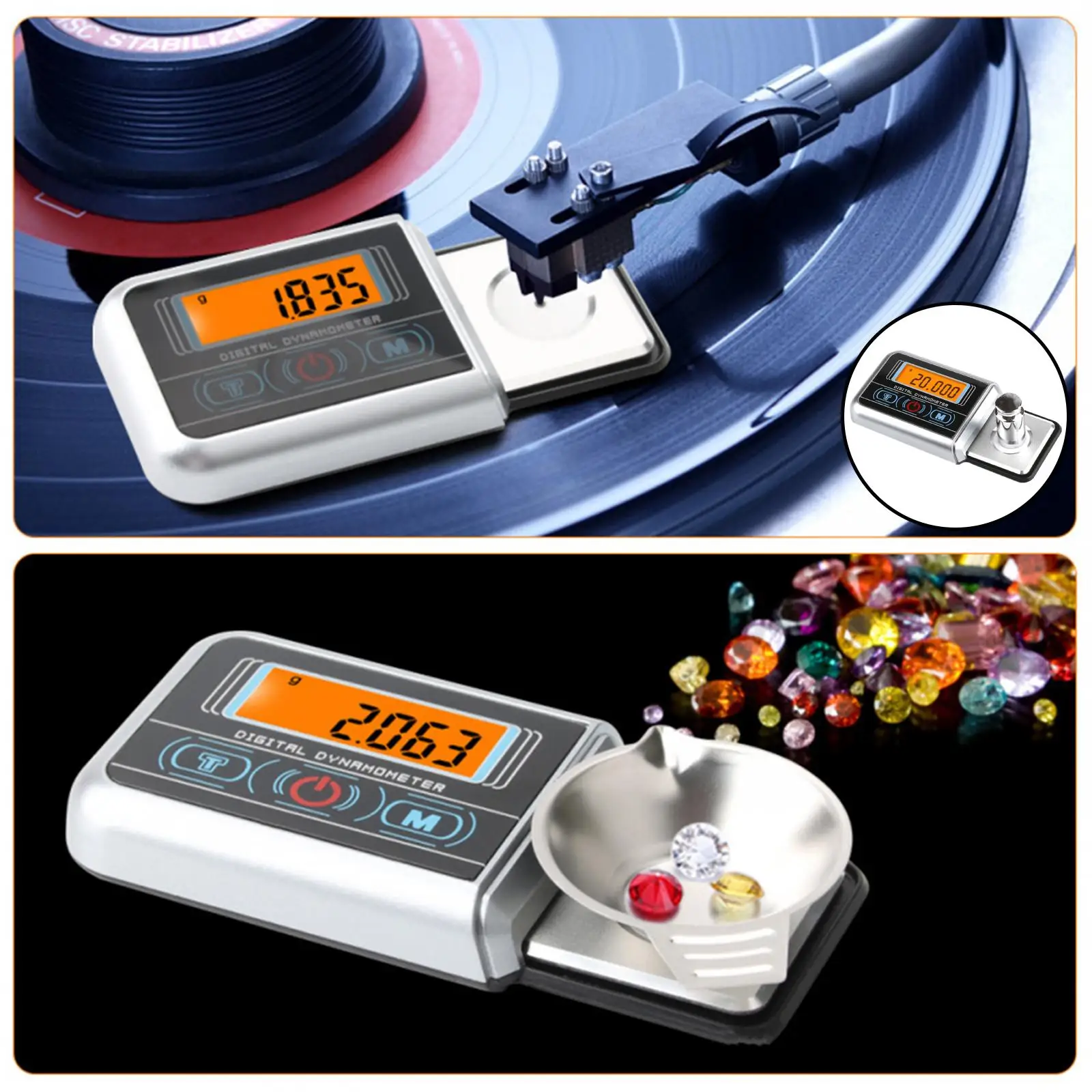 Professional High Digital Mini Turntable Stylus Force Scale , Backlight for Tonearm Phono, Jewellery, Portable