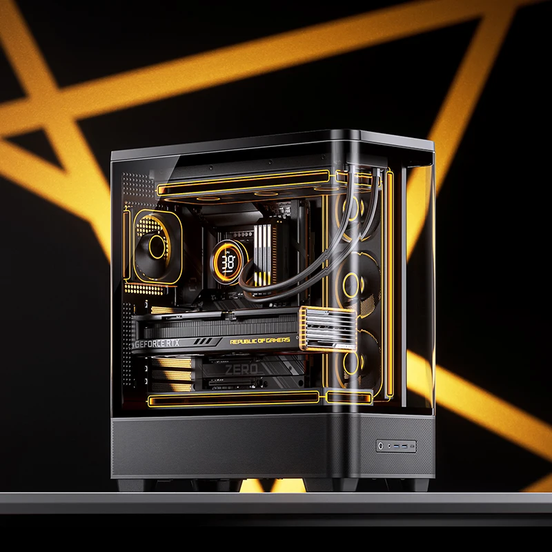 JONSBO TK-5 ATX 컴퓨터 데스크탑 케이스 일체형 하이퍼볼릭 글래스 360 수냉식 게이밍 PC 섀시 측면 투명 쉘