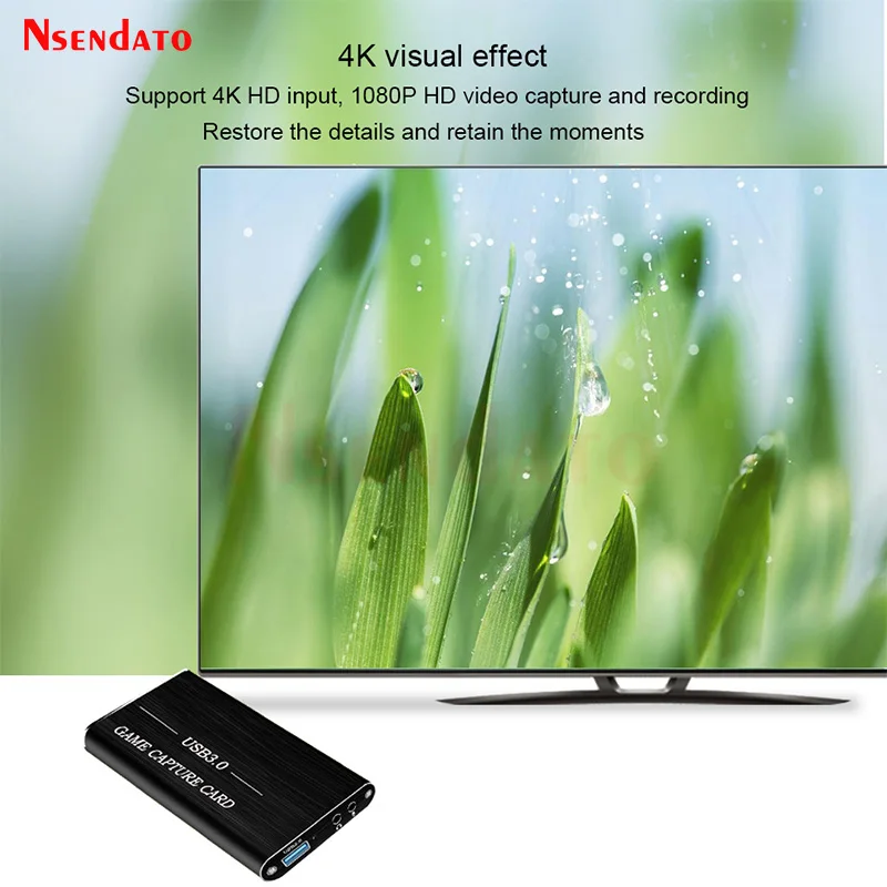 4K HDMI USB 3.0 Video Capture HDMI to USB3.0 Video capture Dongle Grabber Card Game Live streaming Recorder with Audio Mic input