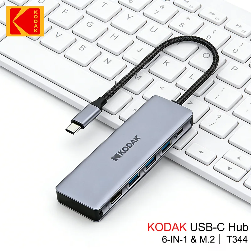 코닥 T344 5-in-1 다기능 카드 리더 허브 USB 3.0 USB 2.0 타입-C 인터페이스 미니 SD TF 카드 리더
