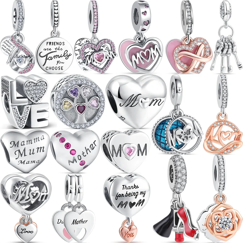 

New 925 Silver Infinite Love Mom Heart Fashion Pendant Beads Fit Original Pandora Charms Bracelet Fine Jewelry Mother's Day Gift