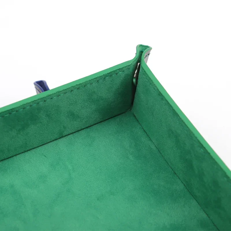 Foldable Dice Tray Box PU Leather Folding Square Coin Square Tray Dice Game 6 Colors