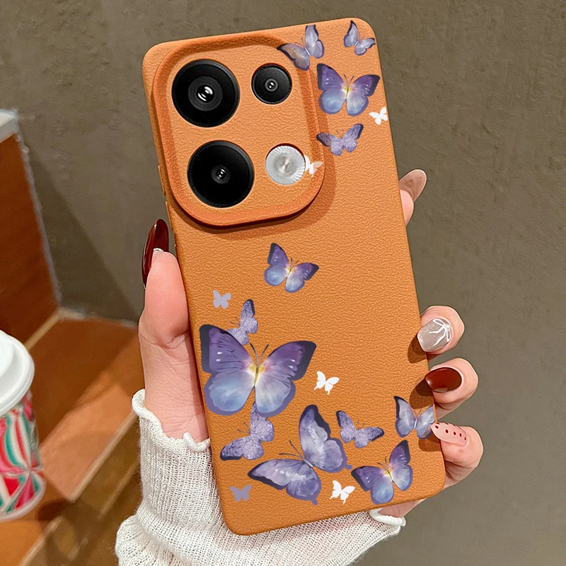 Butterfly Design Leather Texture TPU Phone Case