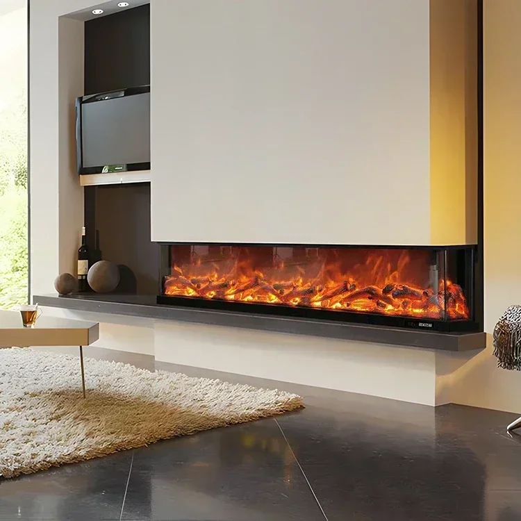 Electric Fireplace Ce Approval European Foyer 78 Inch 2000mm Super Large Wall 3 Sided Customization Decorative Home Improvement