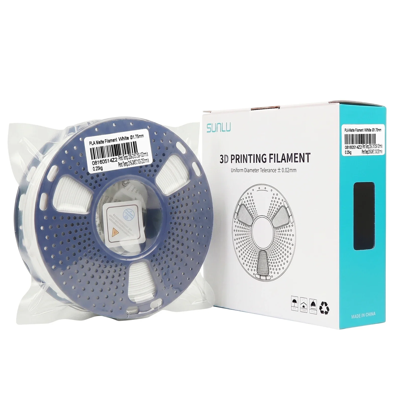 SUNLU 무광 PLA 필라멘트 1.75mm 250g 개별 진공 포장 다채로운 색상 크리얼리티 엔더 밤불랩 FDM 3D 프린터용