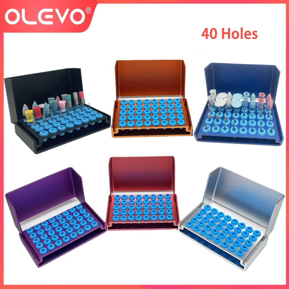 Aluminum Dental Bur Holder Organizer - Autoclavable 40-Slot Disinfection Case