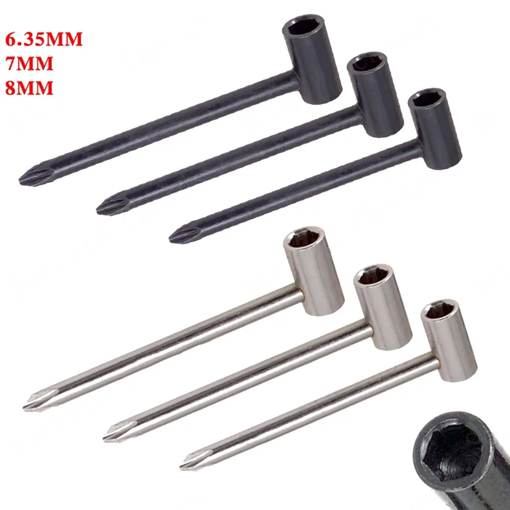 3PCS Gitarre Halsstab Einstellschlüssel 6,35/7/8mm Metall Innensechskant Akustische Gitarre Halsstab Spanner reparatur Werkzeuge