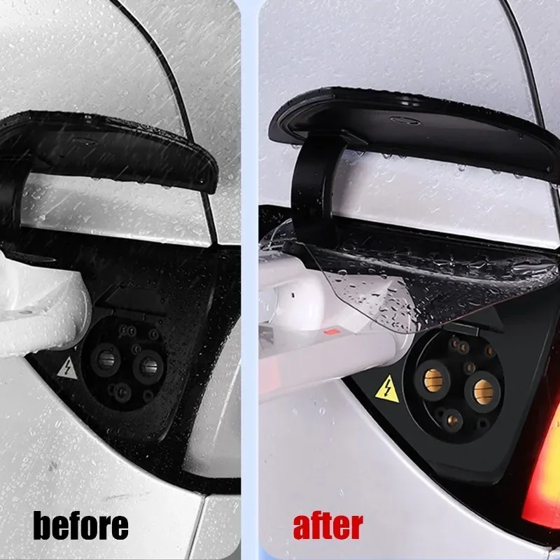 Charging Port Protection Cover Transparent for Tesla Model 3 Y Outdoor Rain Protection Dust Cover Rain Cover Accessories