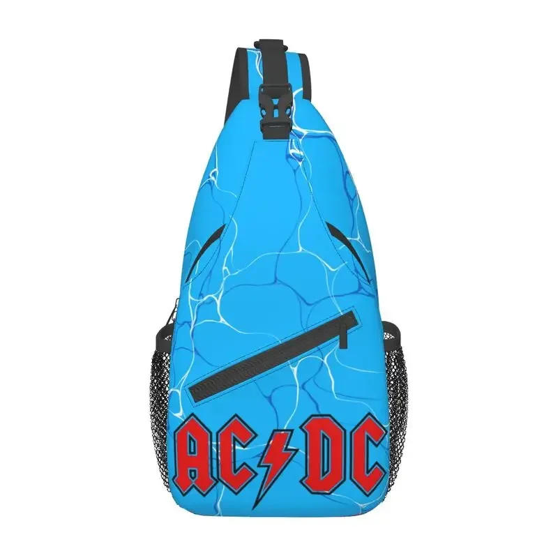 Personalized Rock AC Sling Bags for Men Cool Heavy Metal Band Shoulder Crossbody Chest Backpack Cycling Camping Daypack