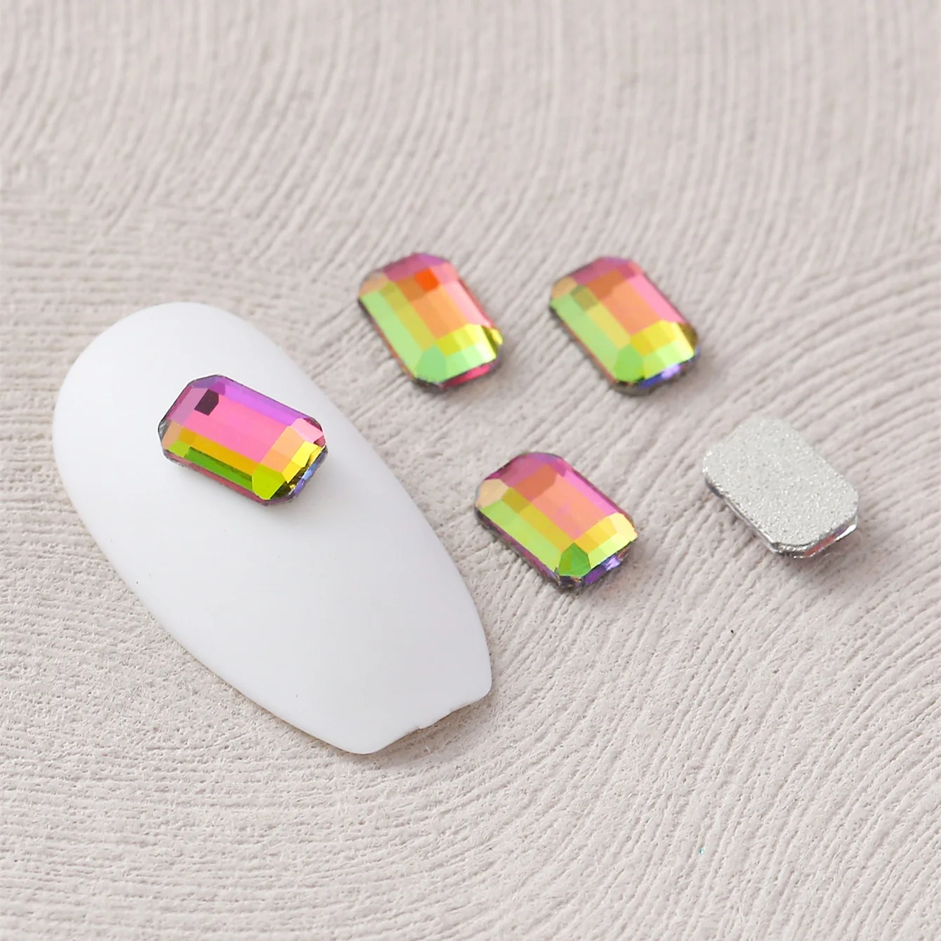 4x6mm 직사각형 모양 접착식 평면 뒷면 라인스톤 유리 장식 액세서리 DIY 재료 신발, 가방, 의류, 보석용