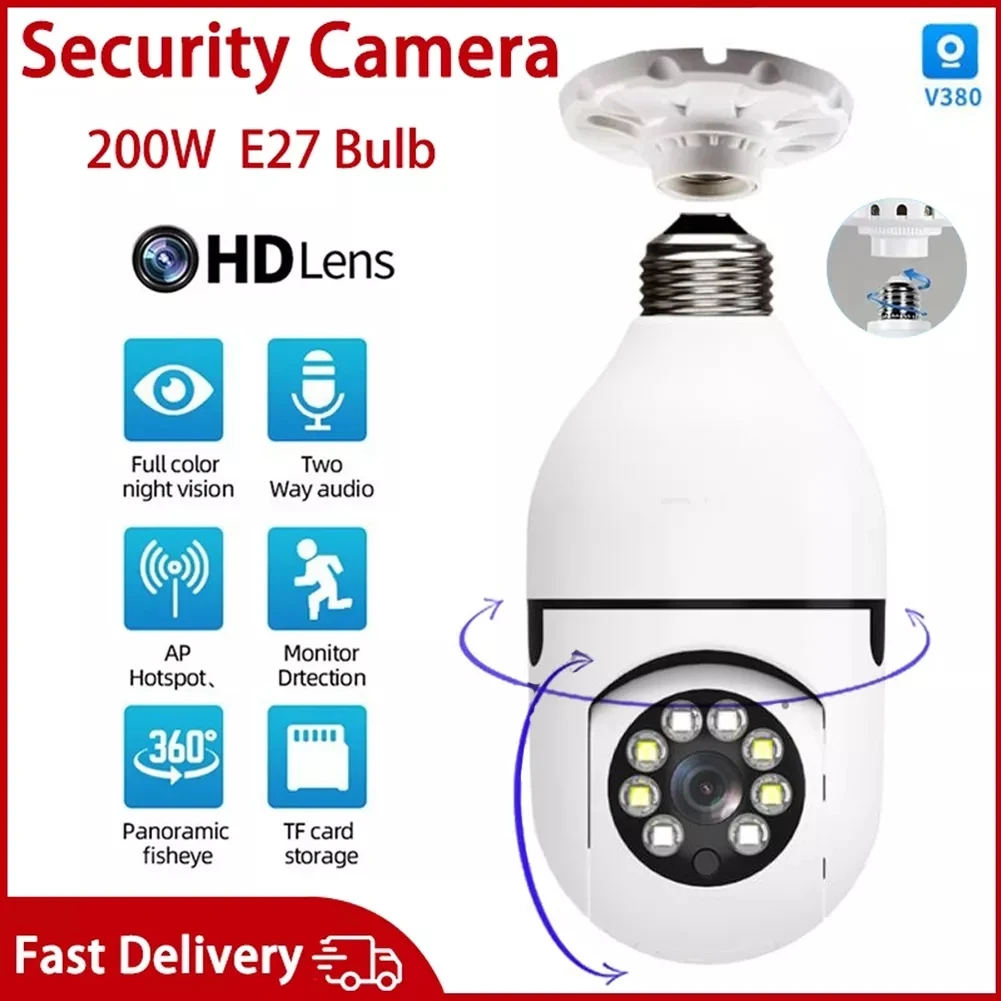 cctv security recording system 200W E27 Bulb Surveillance Camera Night Vision Full Color Automatic Human Tracking Camera Wifi Video Indoor Security Monitor Package Included:   best cctv camera