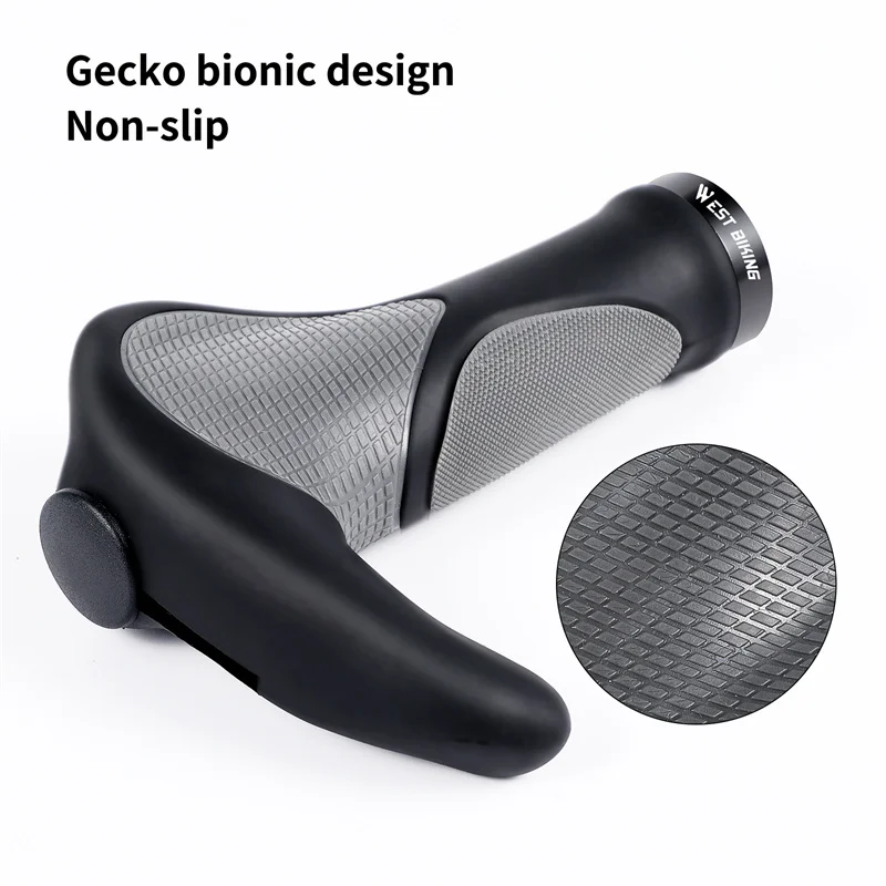 WEST BIKING MTB Bike Grips Rubber Absorber Ergonomic Bar End Cycling Accesories Handlebar Plugs Lock Ring Handle Bar Grip Cover