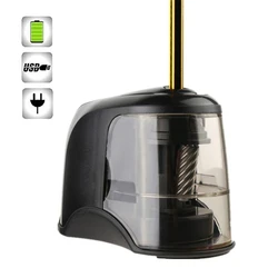 Electric Pencil Sharpener with USB Power and Clear Shaving Box (Black)