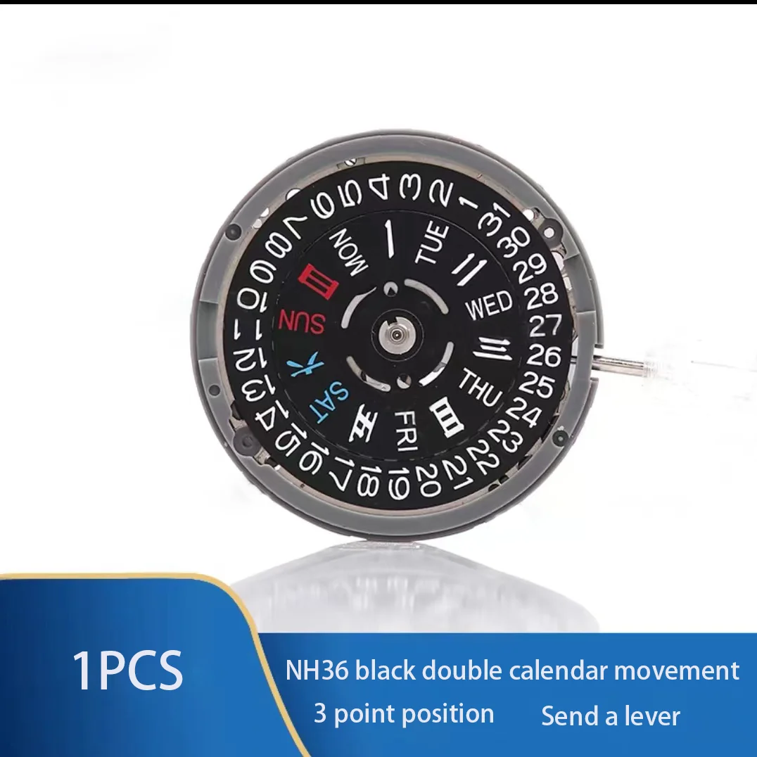 

Watch accessory original black double calendar 3 point fully automatic mechanical movement suitable for NH36 movement