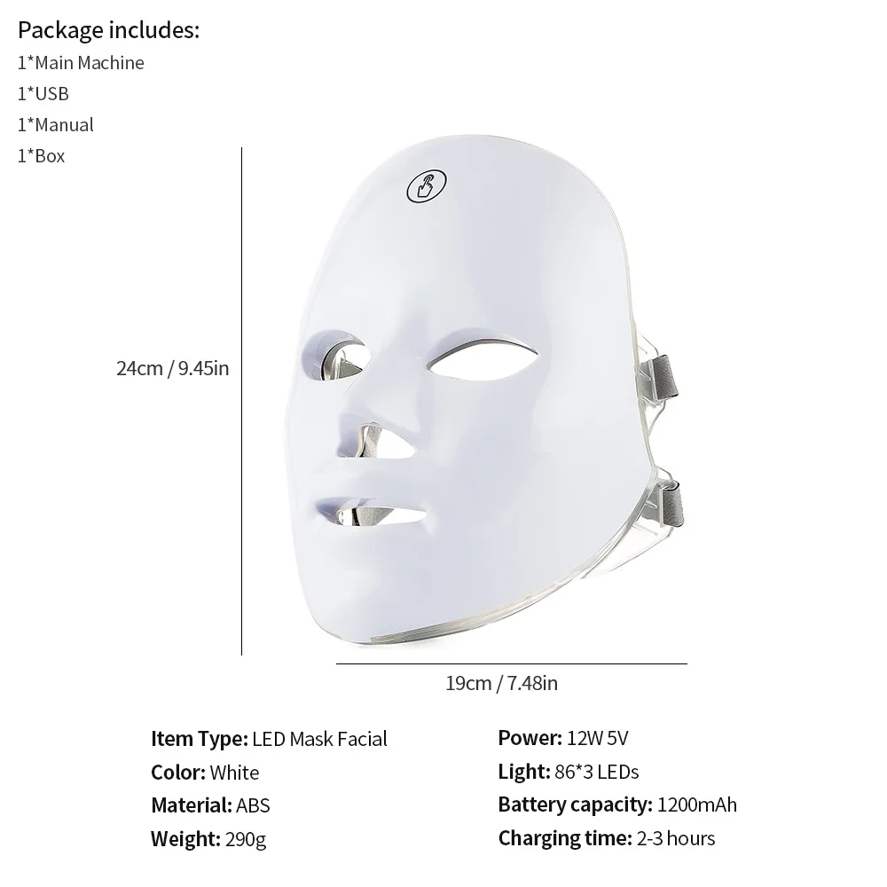 7 Farben LED-Gesichts maske mit Hals Rotlicht-Therapie maske für die Hauts traffung Lifting Anti-Aging Bio-Licht Beauty White ning Home – Detail 7