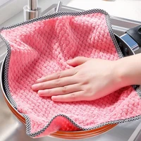 Thick Kitchen Daily Dish Towel Dish Cloth Kitchen Rag Useful Kitchen Absorbent Scouring Pad Non-Stick Oil Quick Cleaning Brush 4