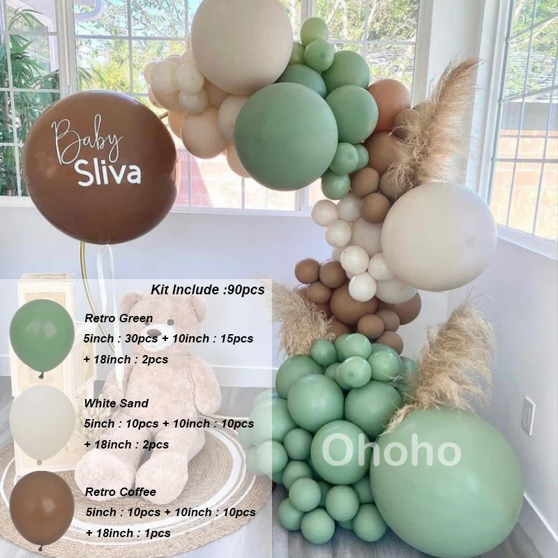 90pcs Brown Green