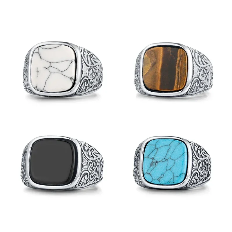 Oval Eye Stones Ring Stainless Steel finger ring stainless steel ring Mens Accessories