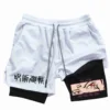 Itadori Yuji 2 in 1 Compression Shorts for Men Anime Jujutsu Kaisen Performance Shorts Basketball Sports Gym Shorts with Pockets 2