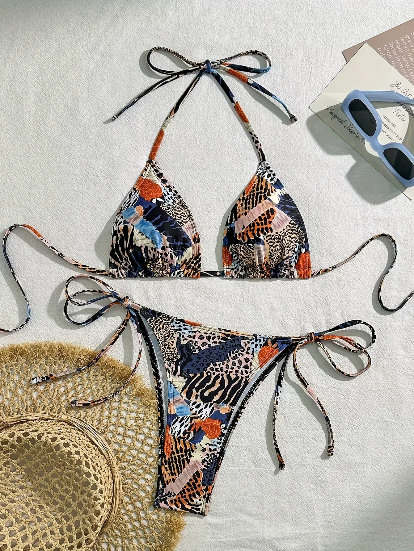 New 2026 Hanging Neck Strap Bikini Set Hot Spring Vacation Swimsuit Women's Adult Swimwear with Chest Pad No Steel Support