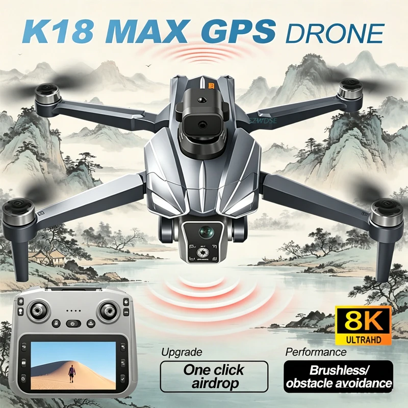 K18 MAX Drone GPS 5G 8K avec Écran 4,5" et Largage Aérien