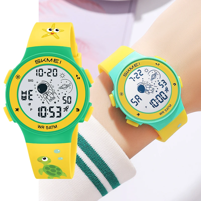 Skmei Kids Digital Watches Fashion TPU Strap Colorful Light LED Waterproof Children Boy Girl Sports Wristwatch with Alarm Clock 6