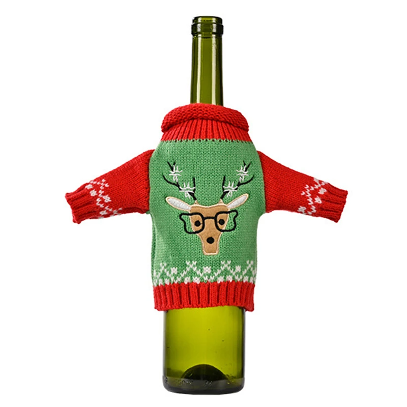 Christmas Wine Bottle Sleeve，Cute Christmas Wine Bottle Sweater，Champagne  Bottles Sleeve，Christmas Dining Table Decorations，Quick, uncover Santa  Claus