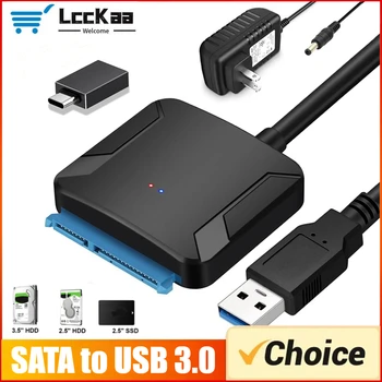 SATA To USB 3.0 Adapter Cable for 2.5/3.5 Inch SSD HDD SATA III Hard Drive Disk Converter Support UASP with 12V Power Adapter 1