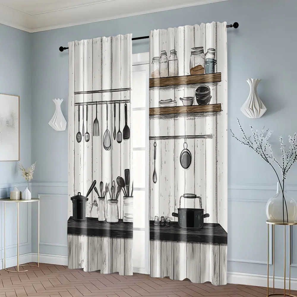 2pcs, Curtains&Window Treatment 2D print Kitchen Rules Farm Machine Washable Fabric (without rod) Decorations For Home Perfect 6