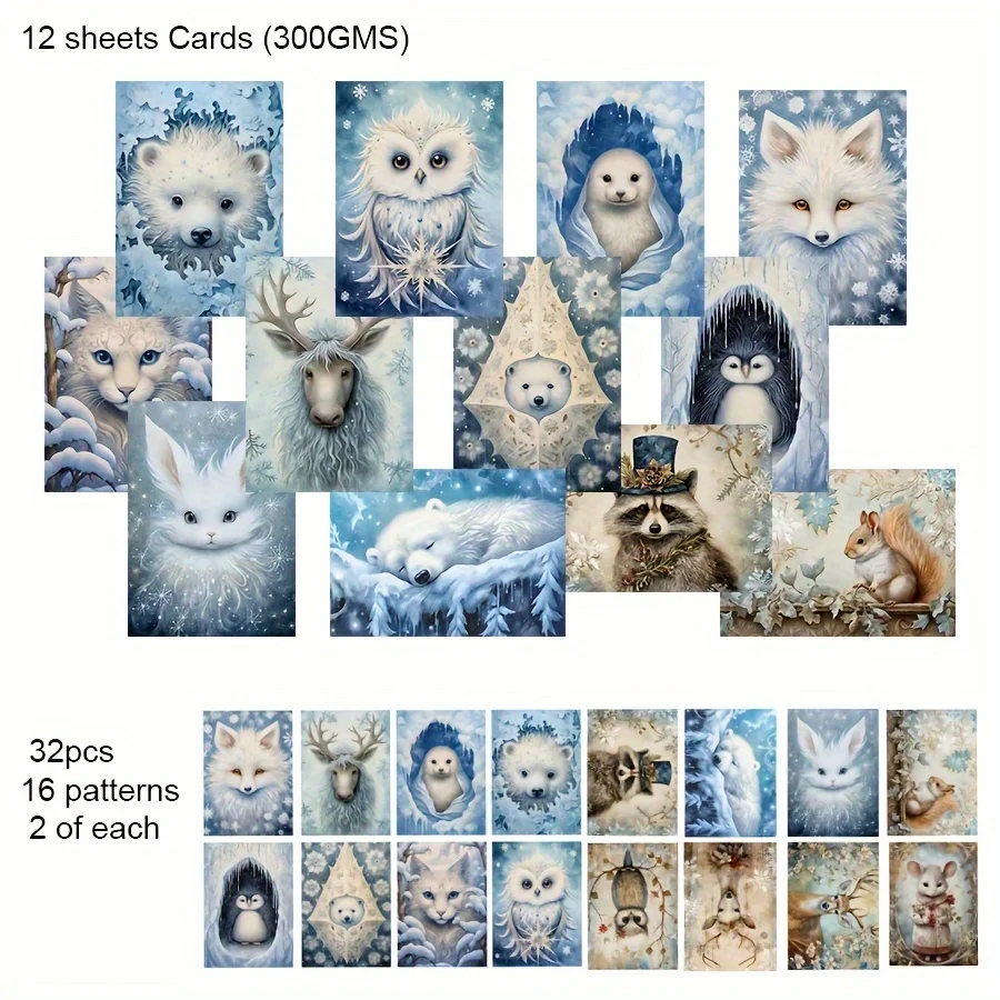 JAIIMAN 44pcs Card and Sticker set Winter Animal Snowflakes Christmas Flag DIY Bottle Album Decor Scrapbooking stickers scrapbooking supplies