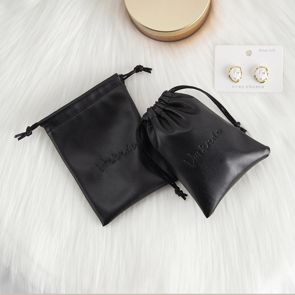 Benutzerdefinierte Logo Schwarz PU Leder Schmuck Kordelzug Tasche Männer Elektrische Rasierer Lagerung Beutel für Game Controller Kopfhörer Protectot – Detail 6