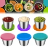 6Pcs 50ml Salad Container Box Stainless Steel Condiment Containers Leak-Proof Mini Sauce Cup for Lunch Box Picnic Travel Work 1