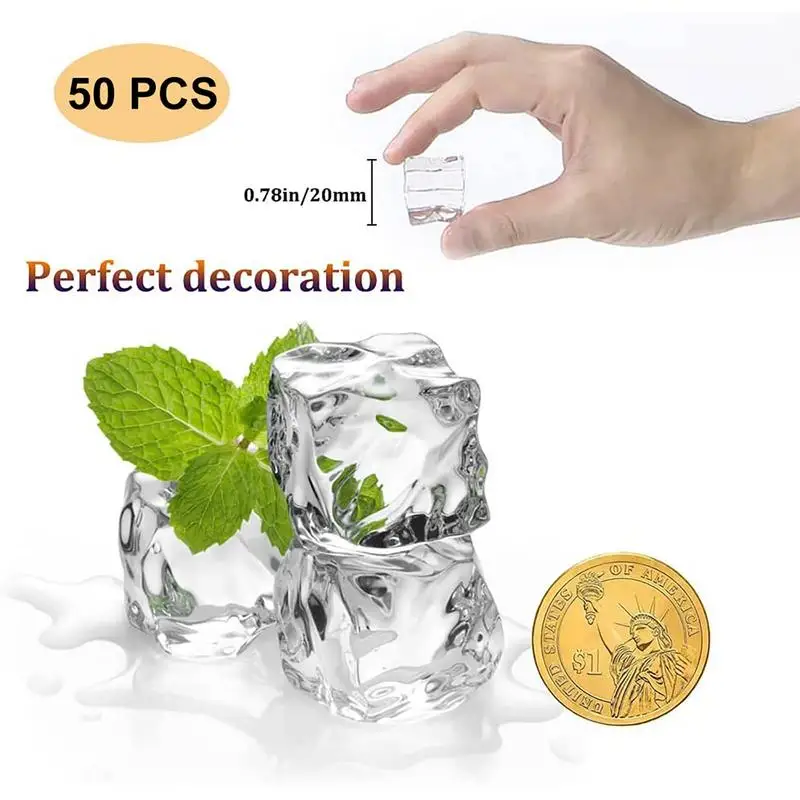 3D Acrylic Fake Ice Cube 50PCS