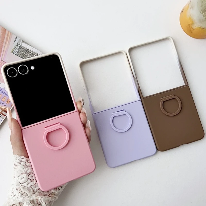 Liquid Silicone Shockproof Phone Case with Large Window and Fashion Ring Design