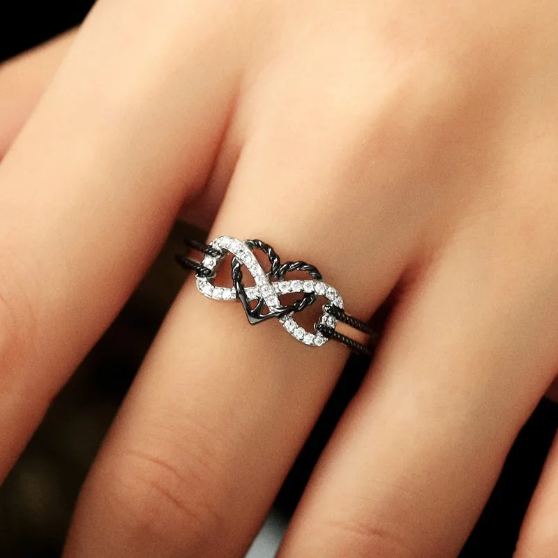指輪・リング BLENDOFF Eternity Heart Ring Silver 925 Sterling Silver Heart Heart Cubic Zirconia CZ Eternity Ring