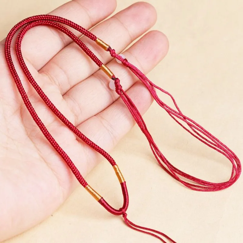 Hand-Woven Jade Pendant Necklace - Unisex Thin Rope Design