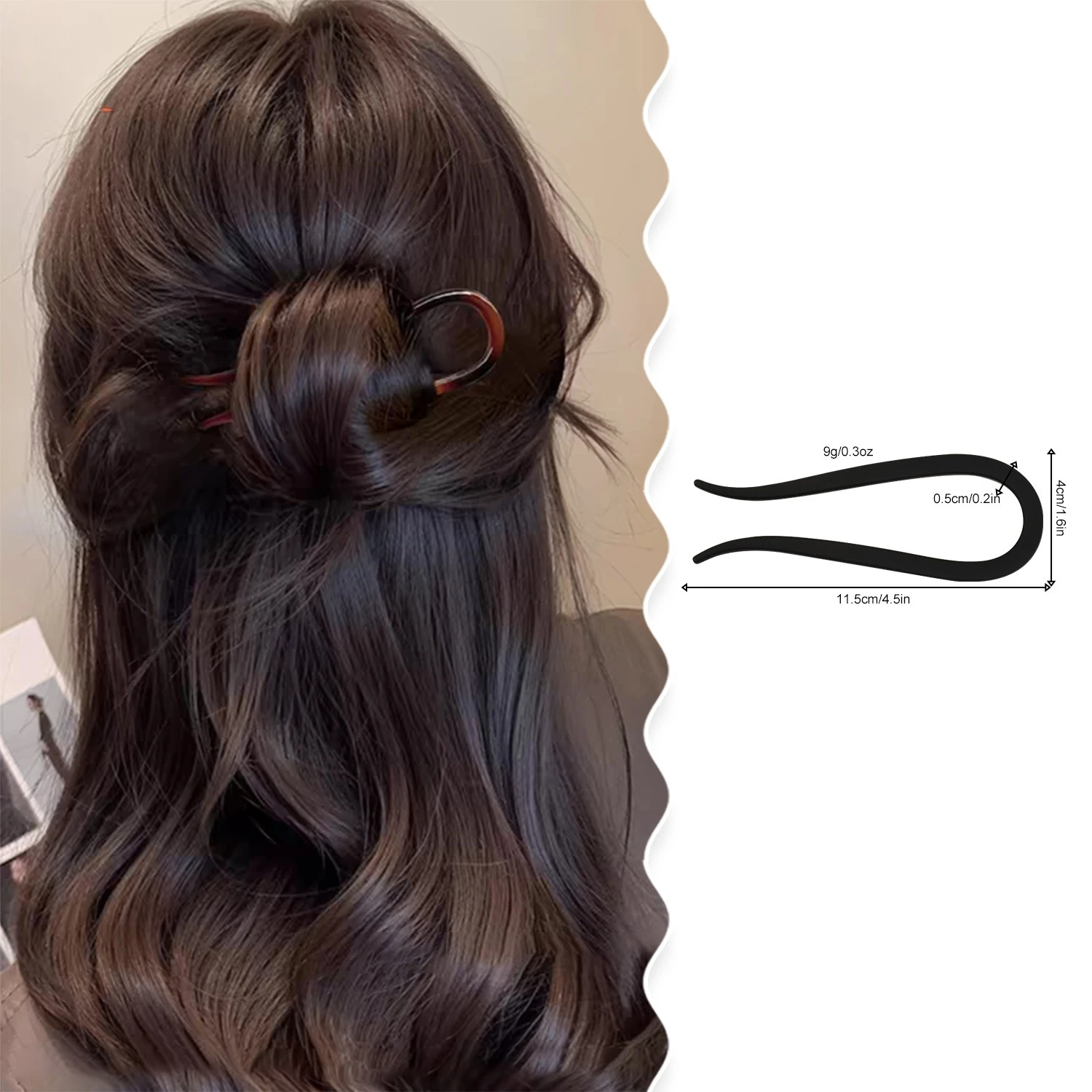 Bastoncino per capelli alla moda con doppia punta - Elegante forcina per capelli in plastica per PC per chignon, tenuta sicura, di grandi dimensioni