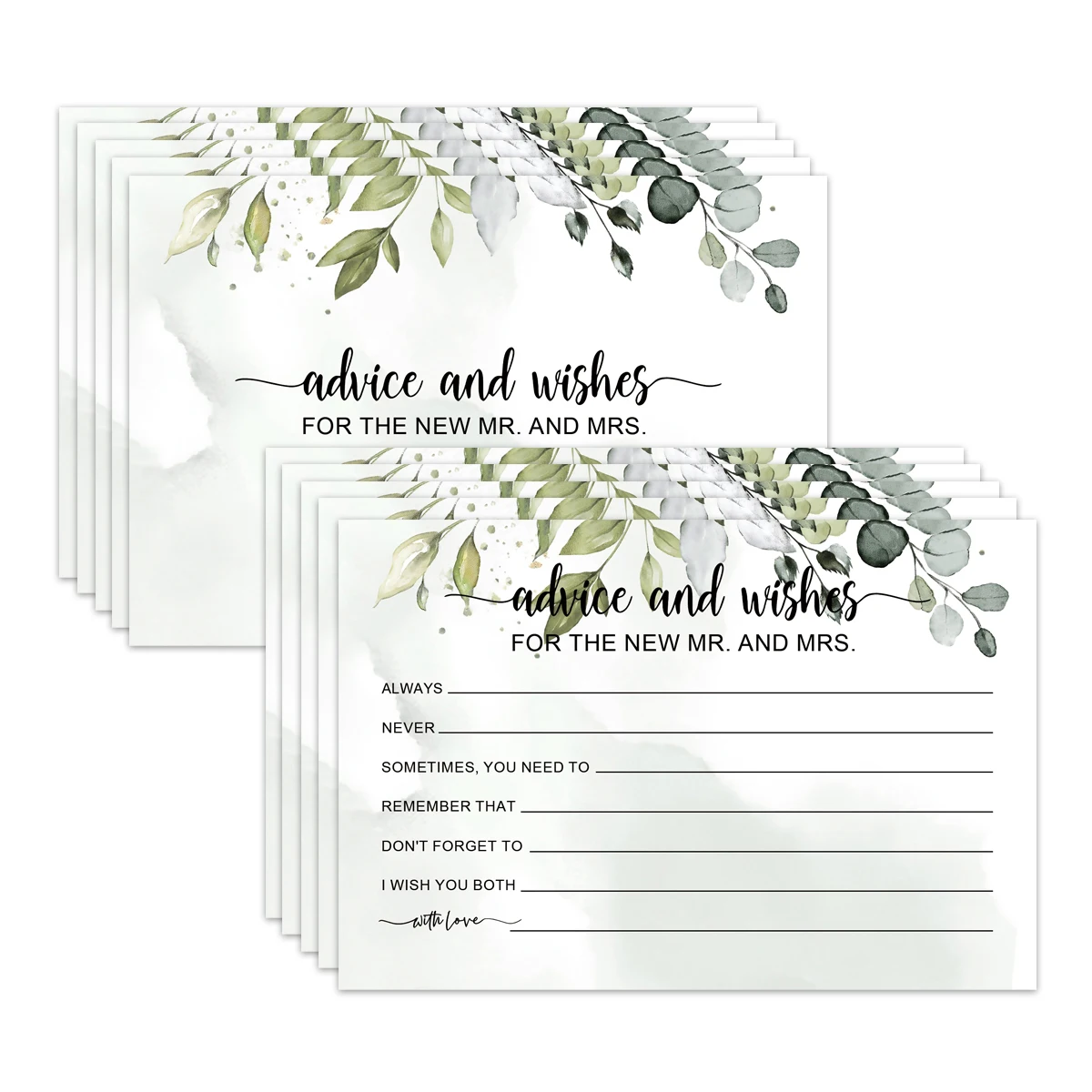 Greenery Wedding Advice Cards 1