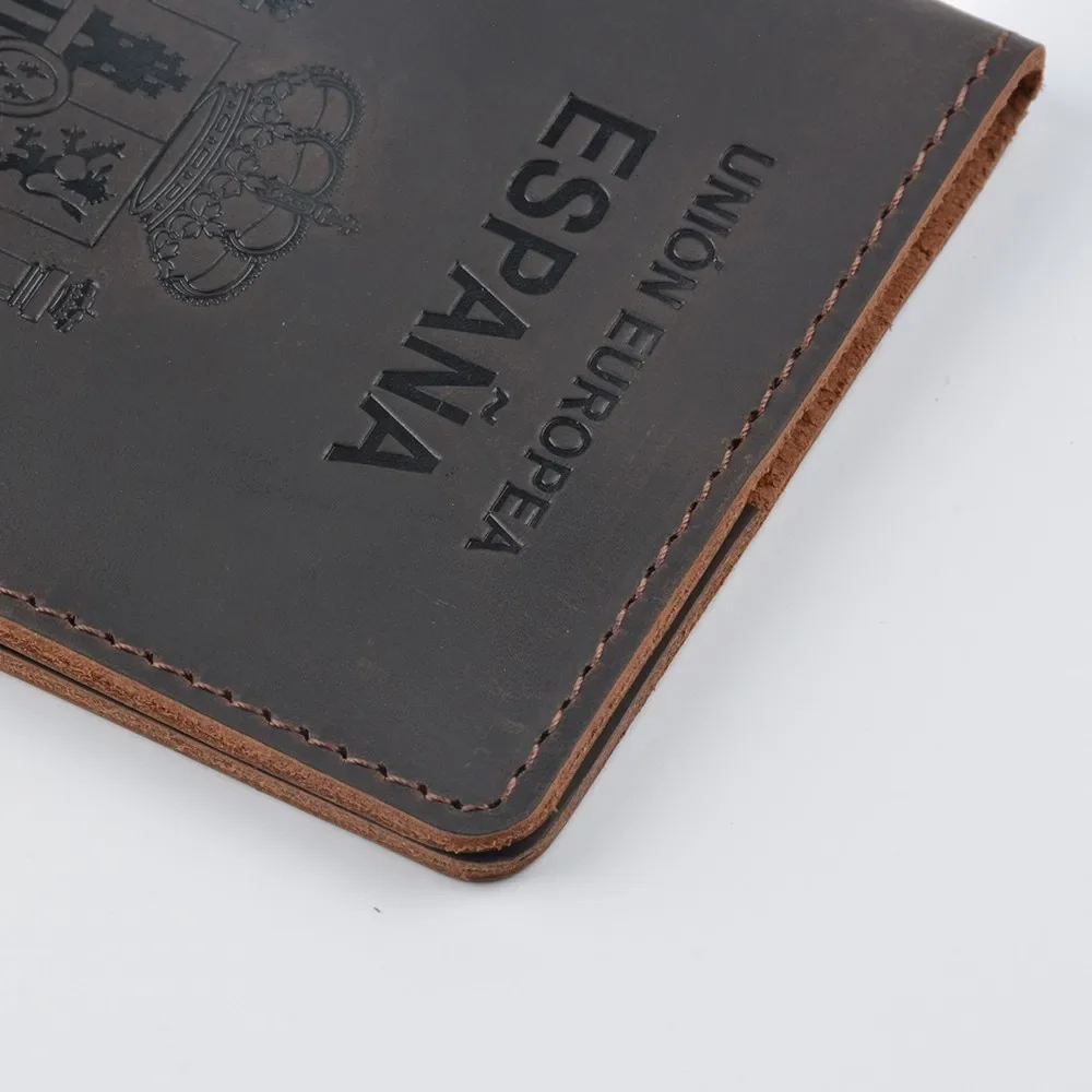 Spain Genuine Leather Passport Cover For Espana Credit Card Holder Vintage Men Women Passport Case Travel Wallet leather wallet card holder credit card holder passport holder